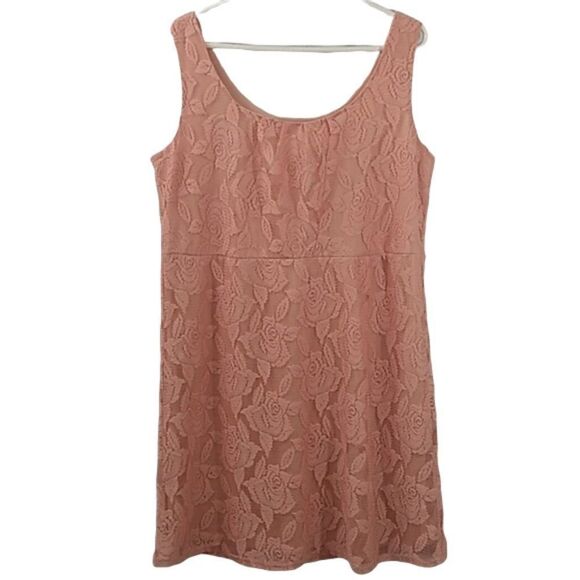Maurices Women's Peach Lace Sleeveless Scoop Neck Empire Waist Dress XL - Picture 1 of 10